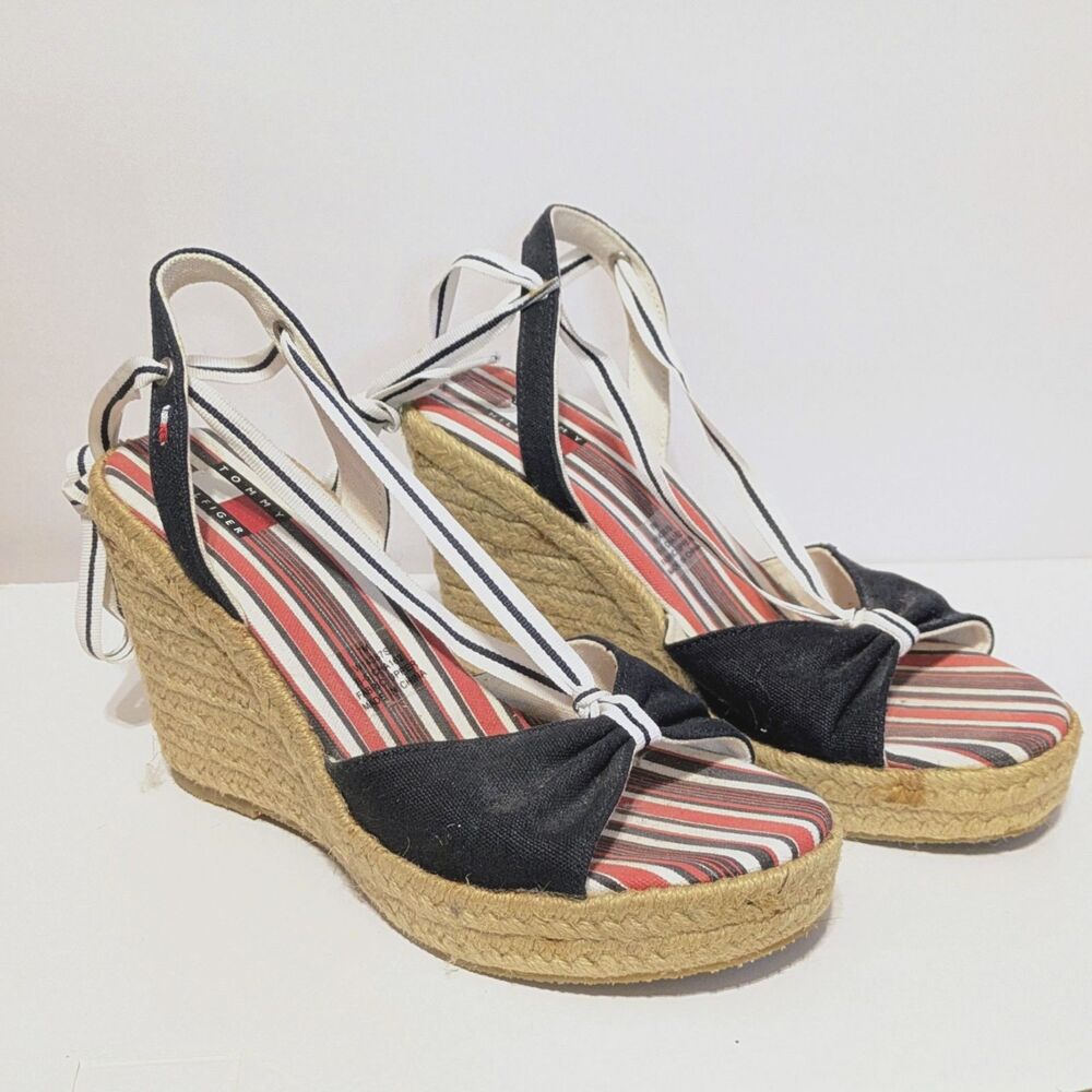 Tommy Hilfiger Ankle Tie Around Espadrille Sandals Women's Size 7M Patriotic USA